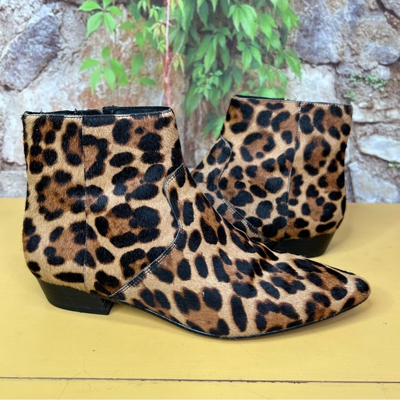 J. CREW Leopard Print Calf Hair Ankle Boots, 7 - Picture 2 of 12